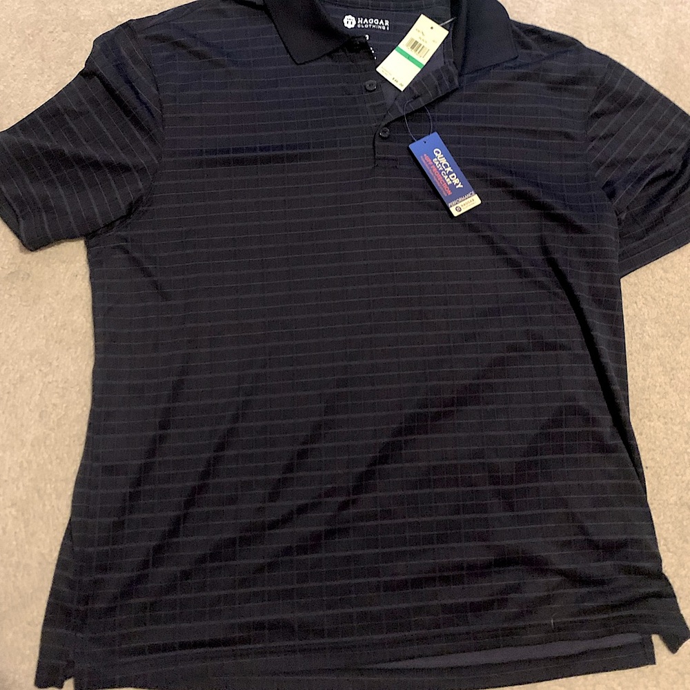 Black Polo/Gray Stripes New With Tags.